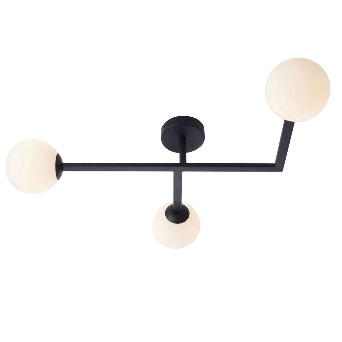Spa IP44 Bathroom Ceiling Light in Matt Black & Matt Opal Glass