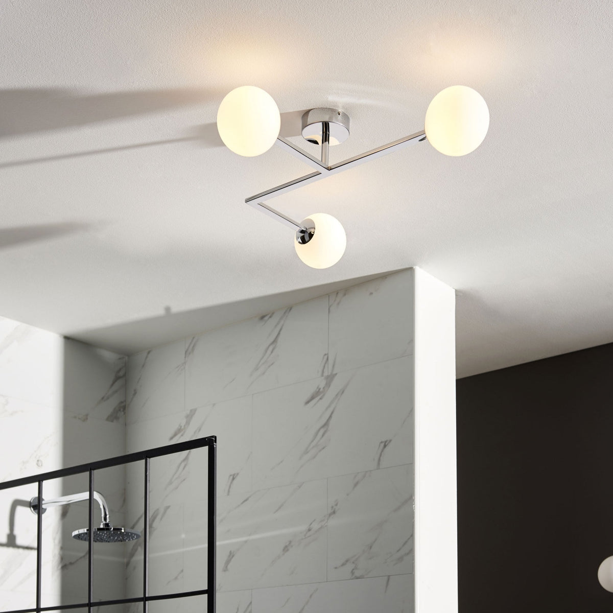 Spa IP44 Bathroom Ceiling Light in Chrome & Matt Opal Glass