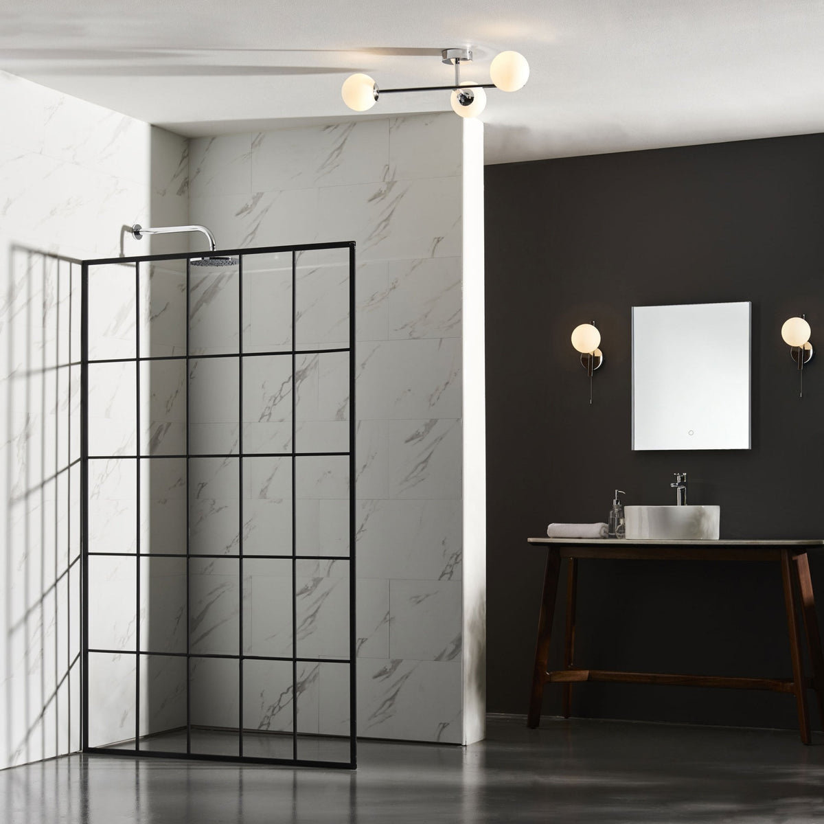 Spa IP44 Bathroom Ceiling Light in Chrome & Matt Opal Glass