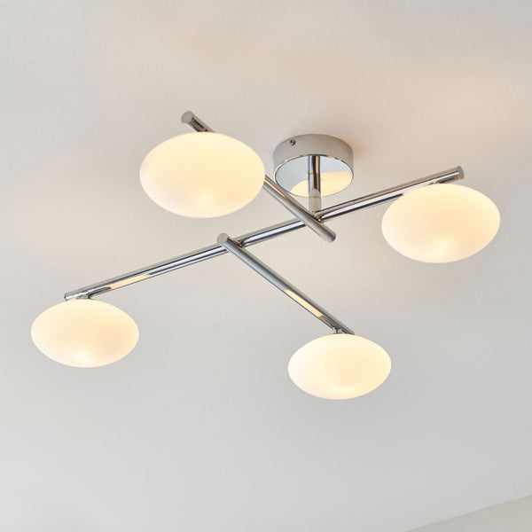 Mobias IP44 Bathroom Ceiling Light in Chrome & Matt Opal Glass