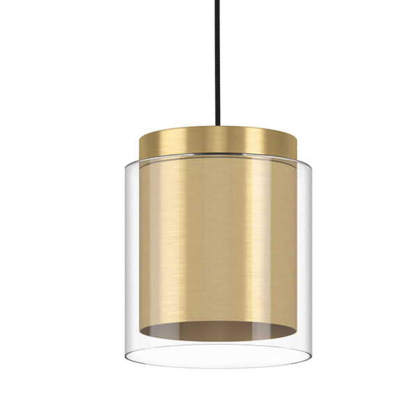 Lagunitas Single Drop Pendant in Brushed Brass with Outer Clear Glass Shade