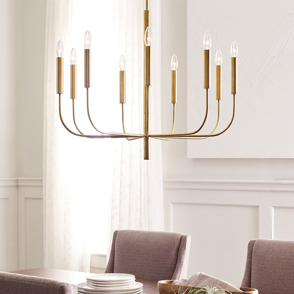 Brianna 9 Light Chandelier in Burnished Brass