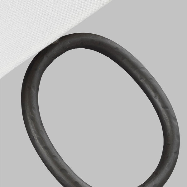 Indo Single Wall Light in Aged Iron & White Linen Shade