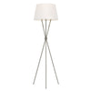 Penny Tripod Floor Lamp in Polished Nickel & White Linen Shade