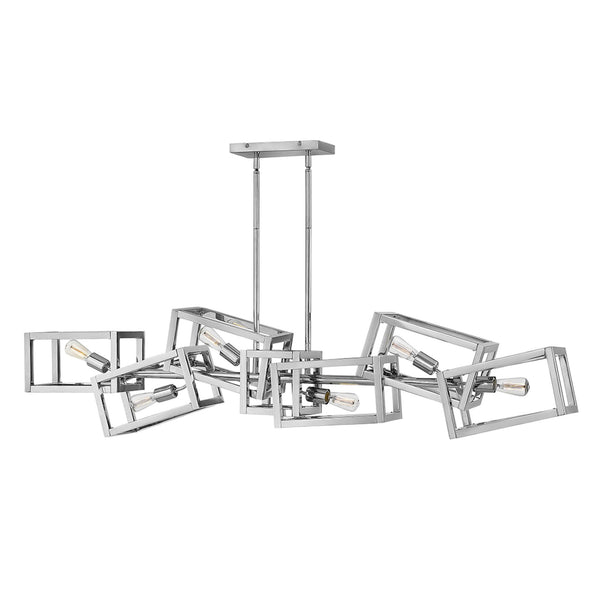 Ensemble Six Light Linear Pendant Cluster in Polished Nickel