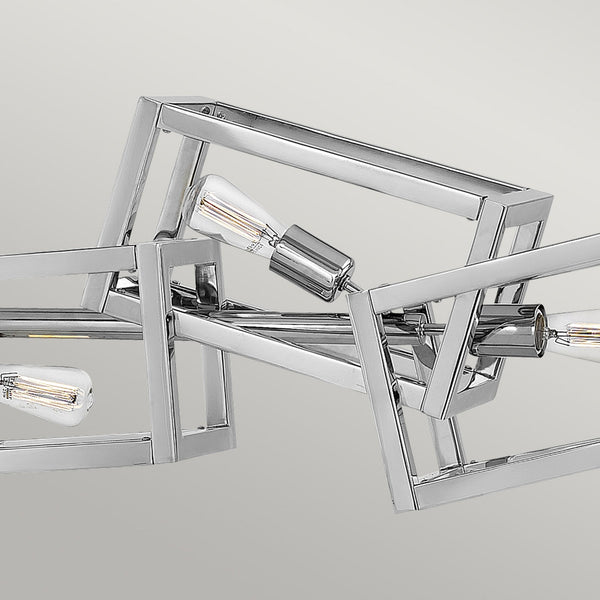 Ensemble Six Light Linear Pendant Cluster in Polished Nickel