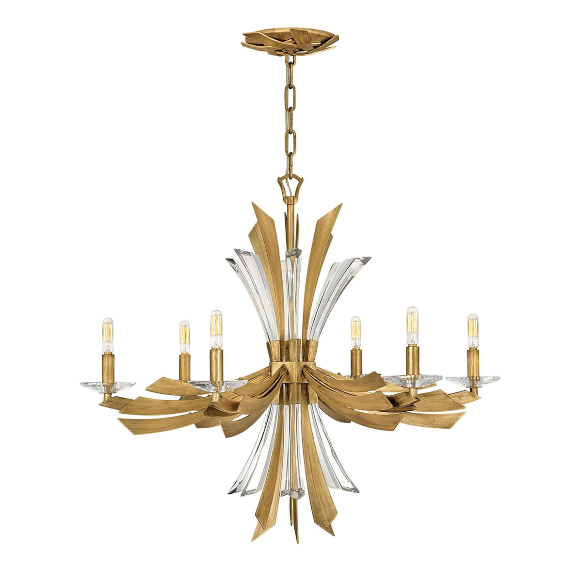 Vida Six Light Chandelier in Burnished Gold