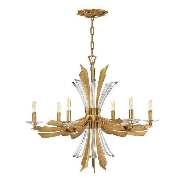 Vida Six Light Chandelier in Burnished Gold