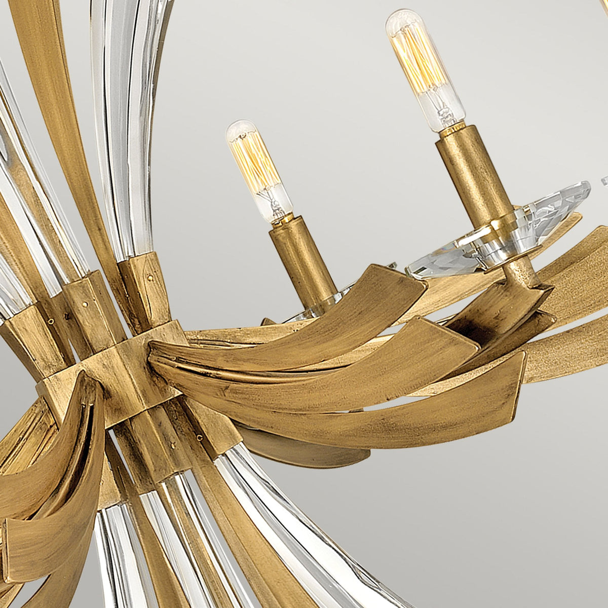 Vida Six Light Chandelier in Burnished Gold