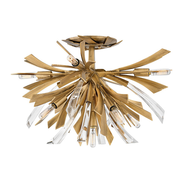 Vida Nine Light Semi Flush Ceiling Light in Burnished Gold