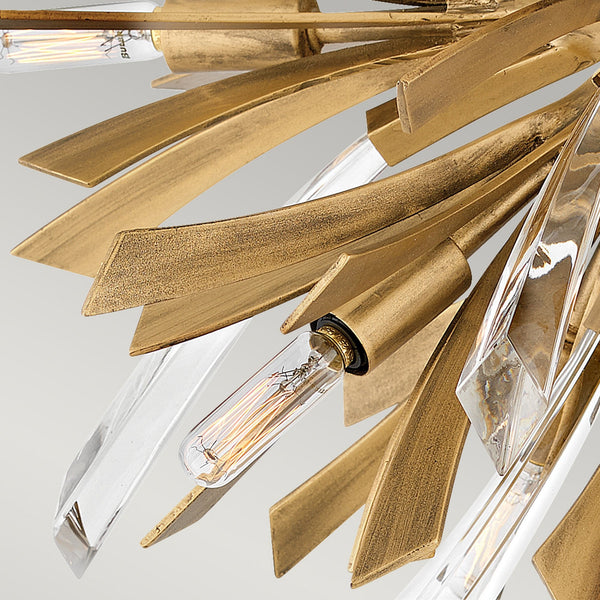 Vida Nine Light Semi Flush Ceiling Light in Burnished Gold