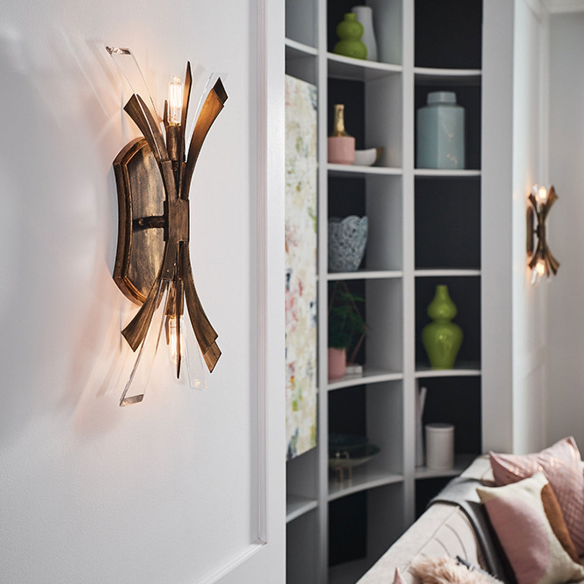 Vida Twin Lamp Wall Light in Burnished Gold
