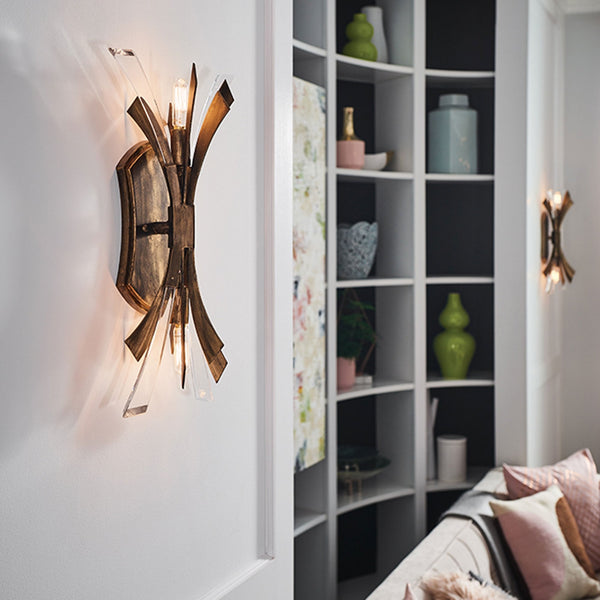 Vida Twin Lamp Wall Light in Burnished Gold