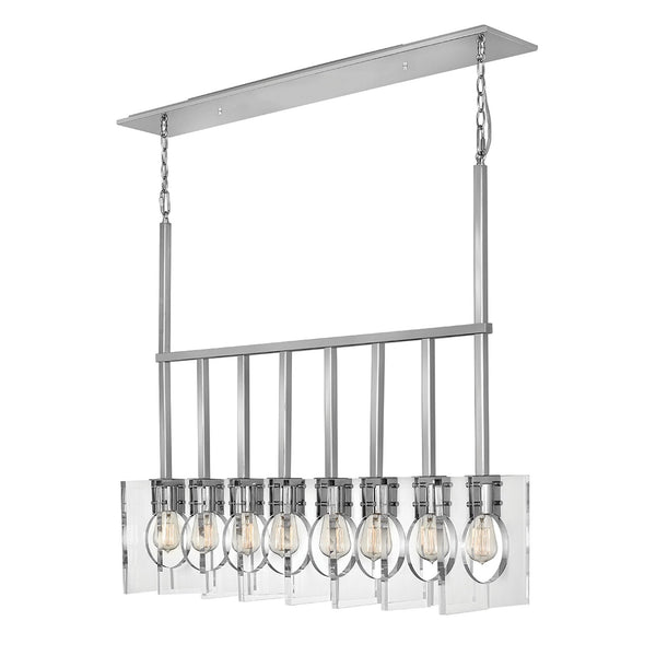 Ludlow Eight Lamp Linear Pendant in Polished Nickel