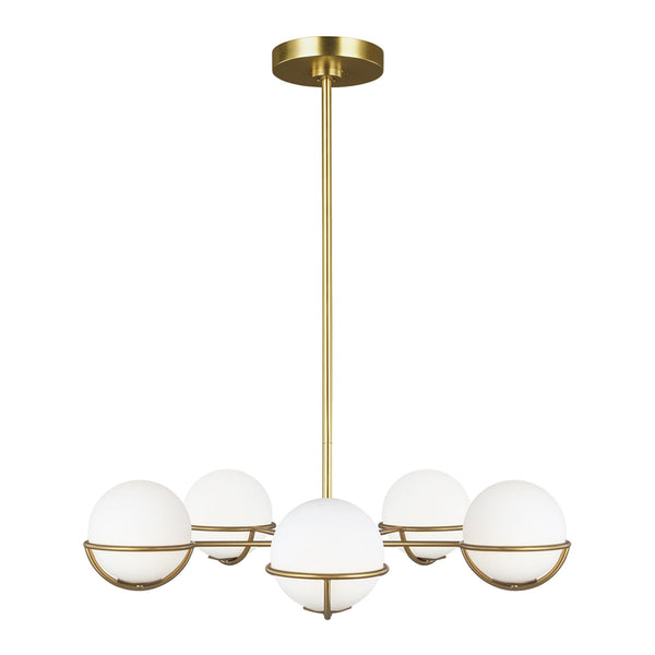 Apollo Five Light Chandelier in Burnished Brass