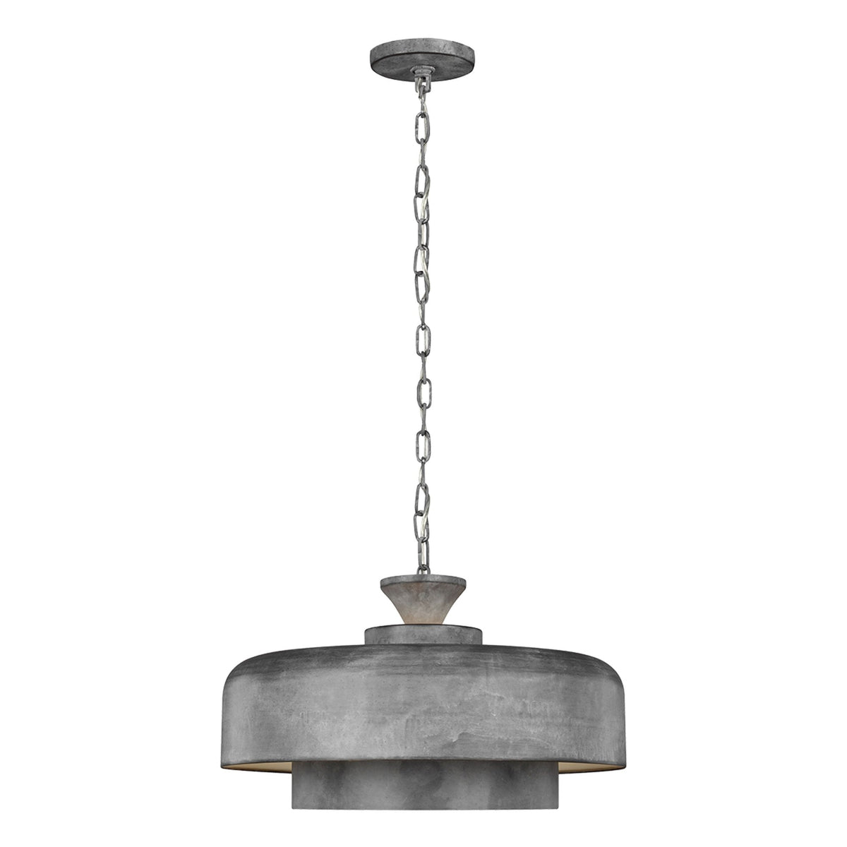 Haymarket Single Pendant in a Weathered Galvanised Finish