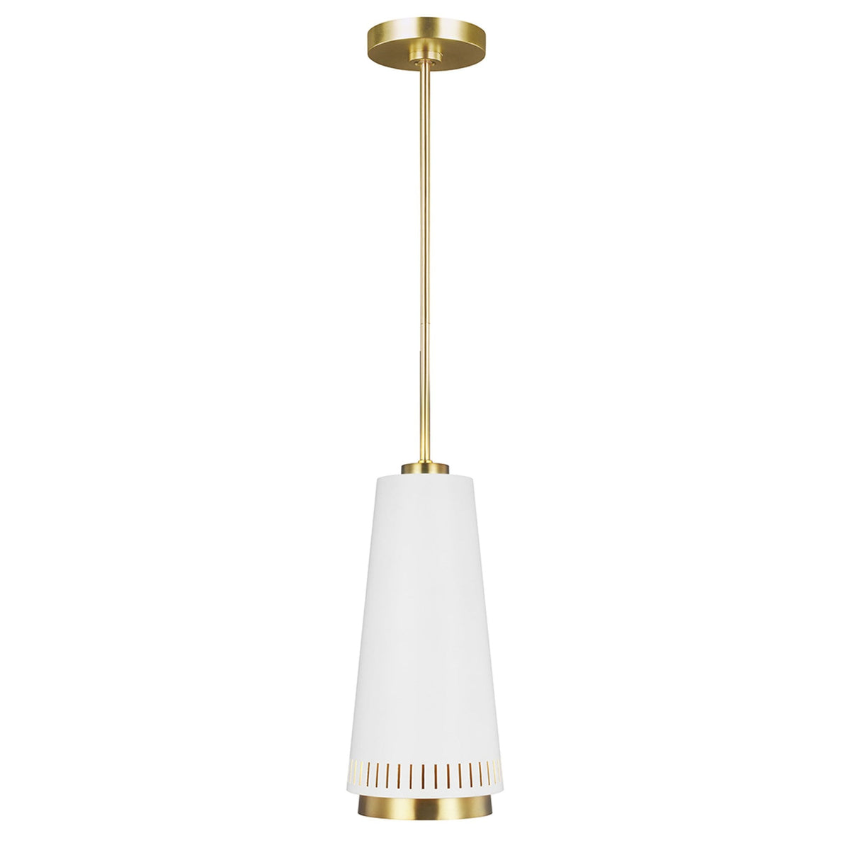 Carter Style A Pendant in Matt White & Burnished Brass