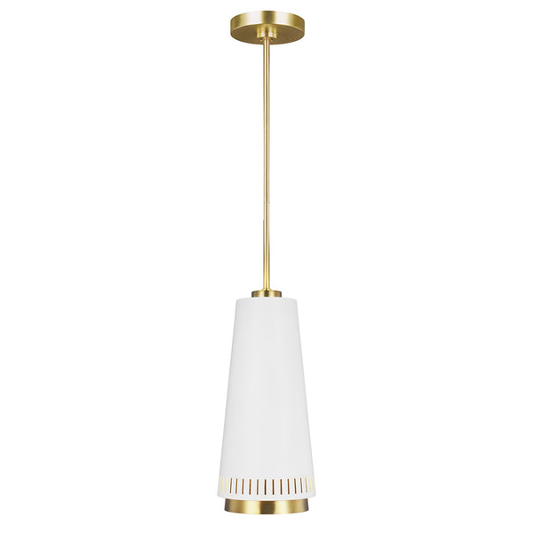 Carter Style A Pendant in Matt White & Burnished Brass