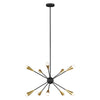 Jax Ten Light Chandelier in Midnight Black & Burnished Brass