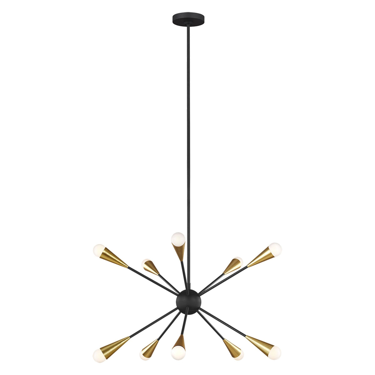 Jax Ten Light Chandelier in Midnight Black & Burnished Brass