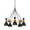 Joan Five Light Chandelier in Midnight Black & Burnished Brass