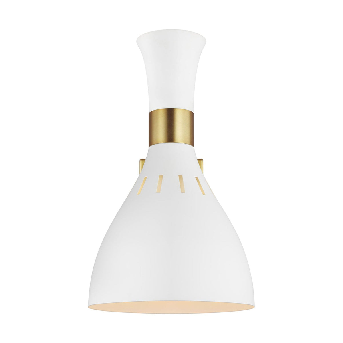 Joan Single Wall Light in Matt White & Burnished Brass