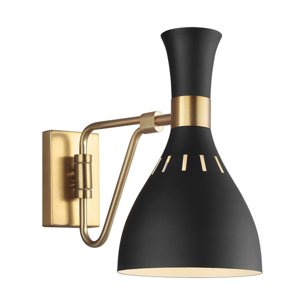 Joan Single Wall Light in Midnight Black & Burnished Brass