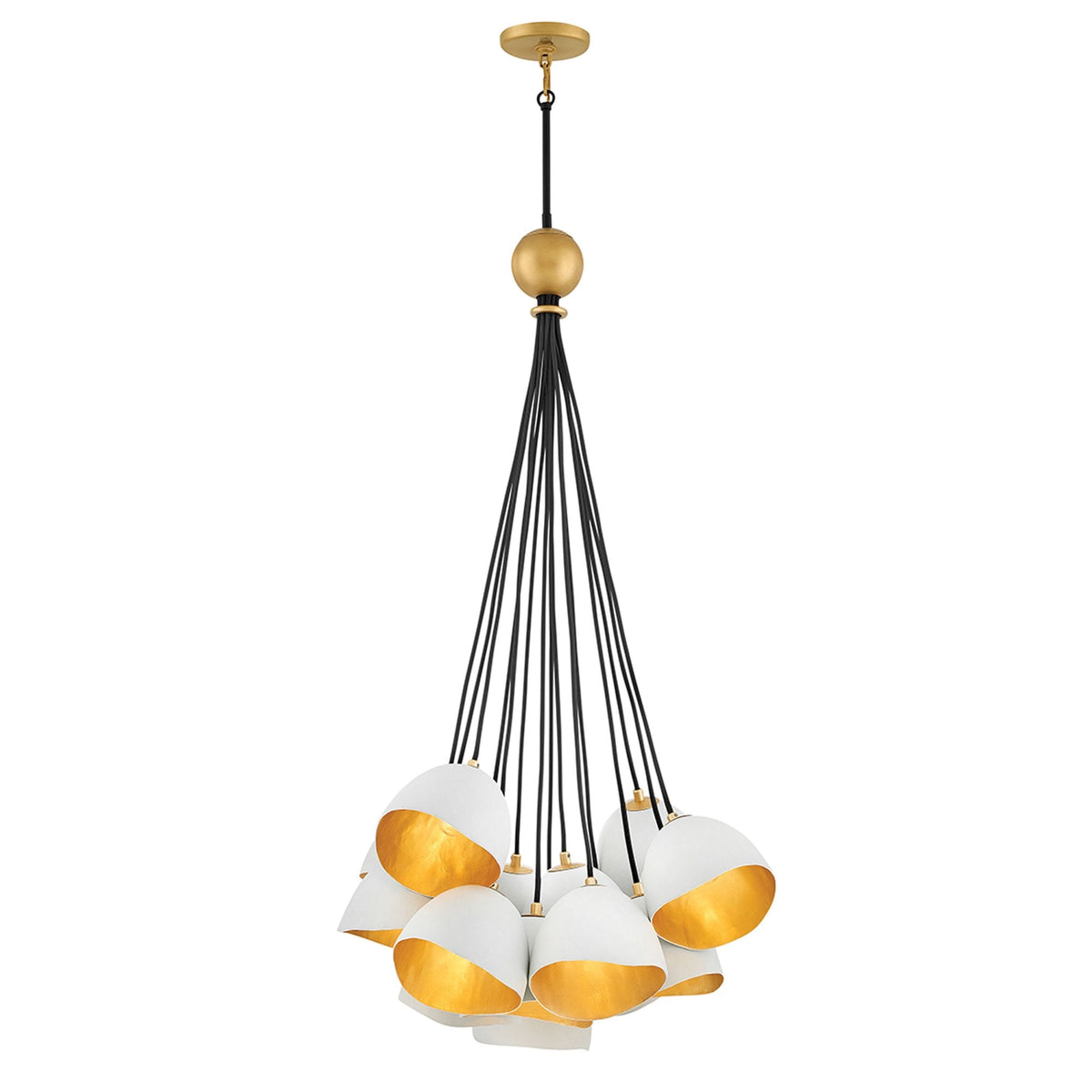 Nula Fifteen Light Pendant Cluster in Shell White & Luxe Gold