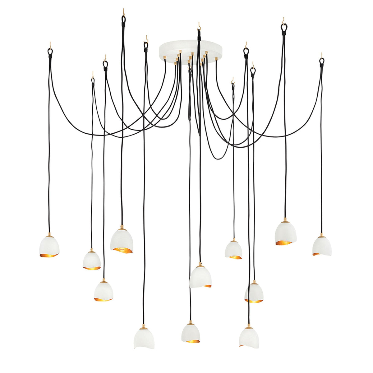Nula Twelve Light Pendant Cluster in Shell White & Luxe Gold