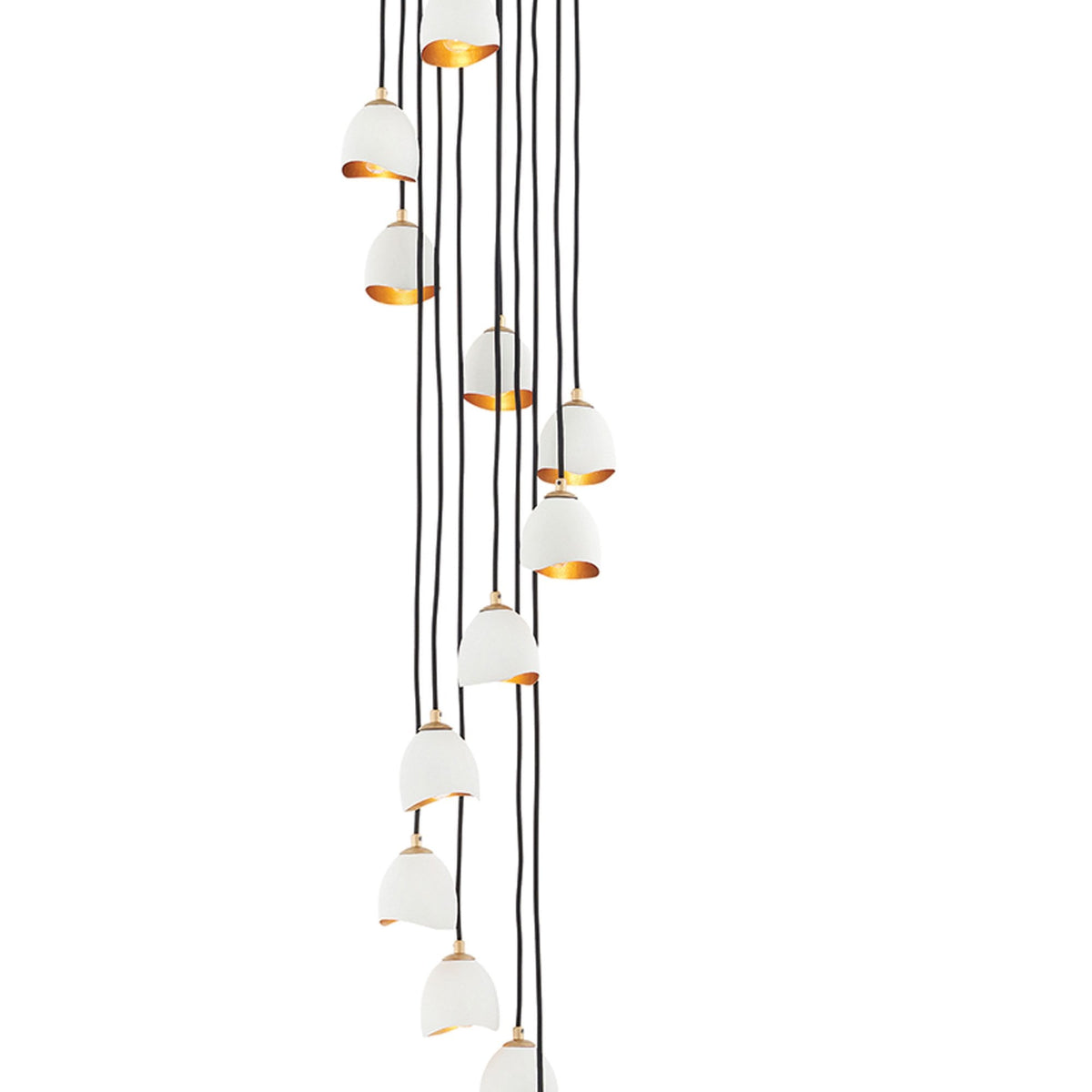 Nula Twelve Light Pendant Cluster in Shell White & Luxe Gold