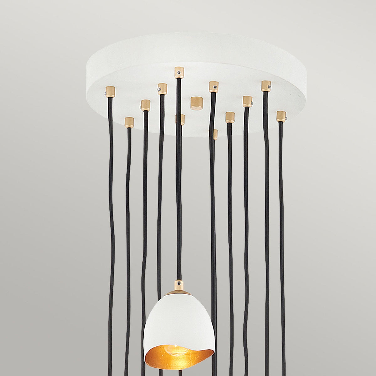 Nula Twelve Light Pendant Cluster in Shell White & Luxe Gold