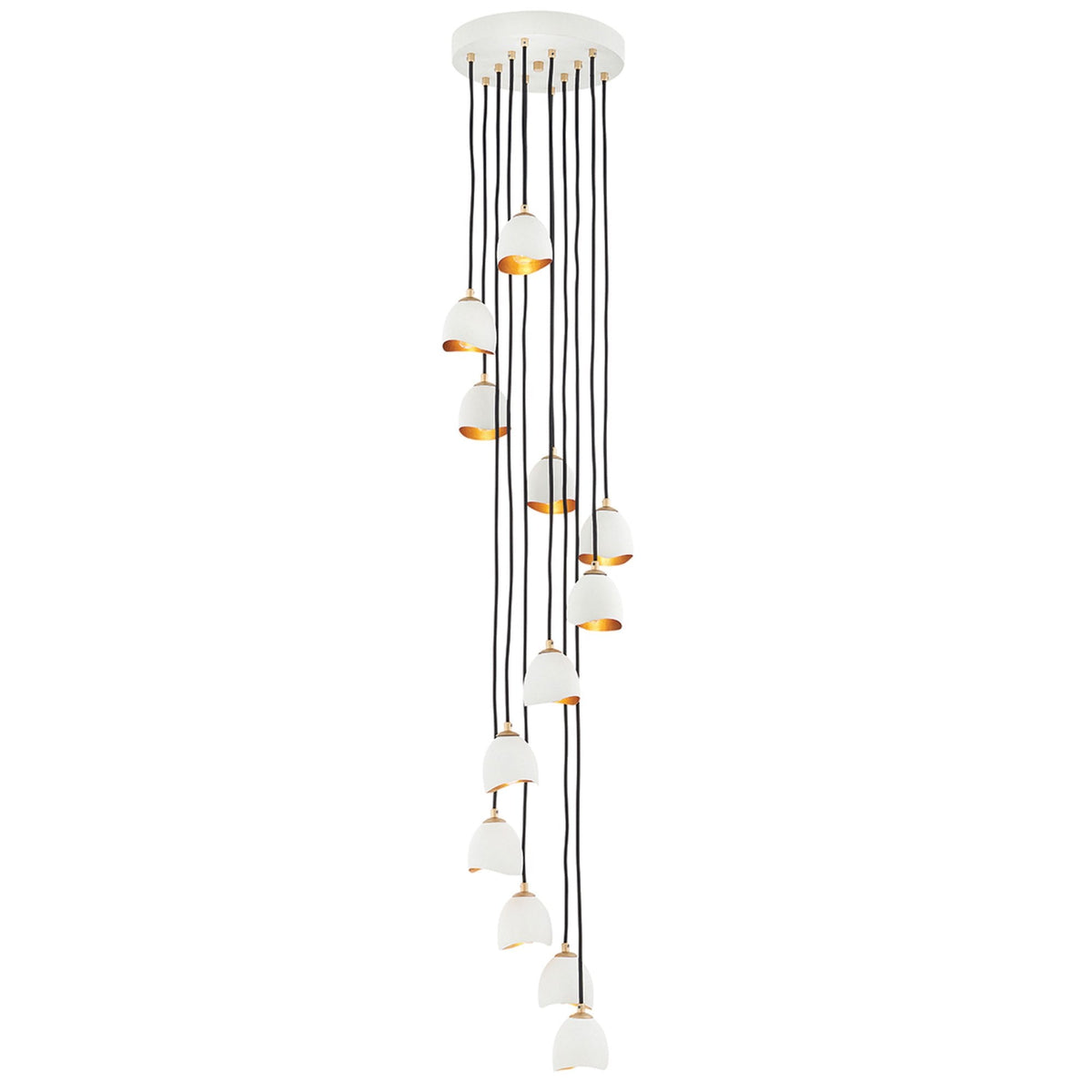 Nula Twelve Light Pendant Cluster in Shell White & Luxe Gold