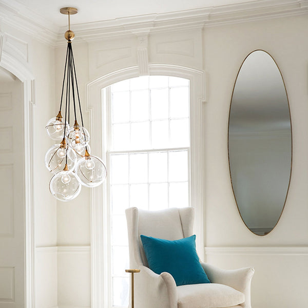 Skye Six Light Cluster Pendant in Heritage Brass