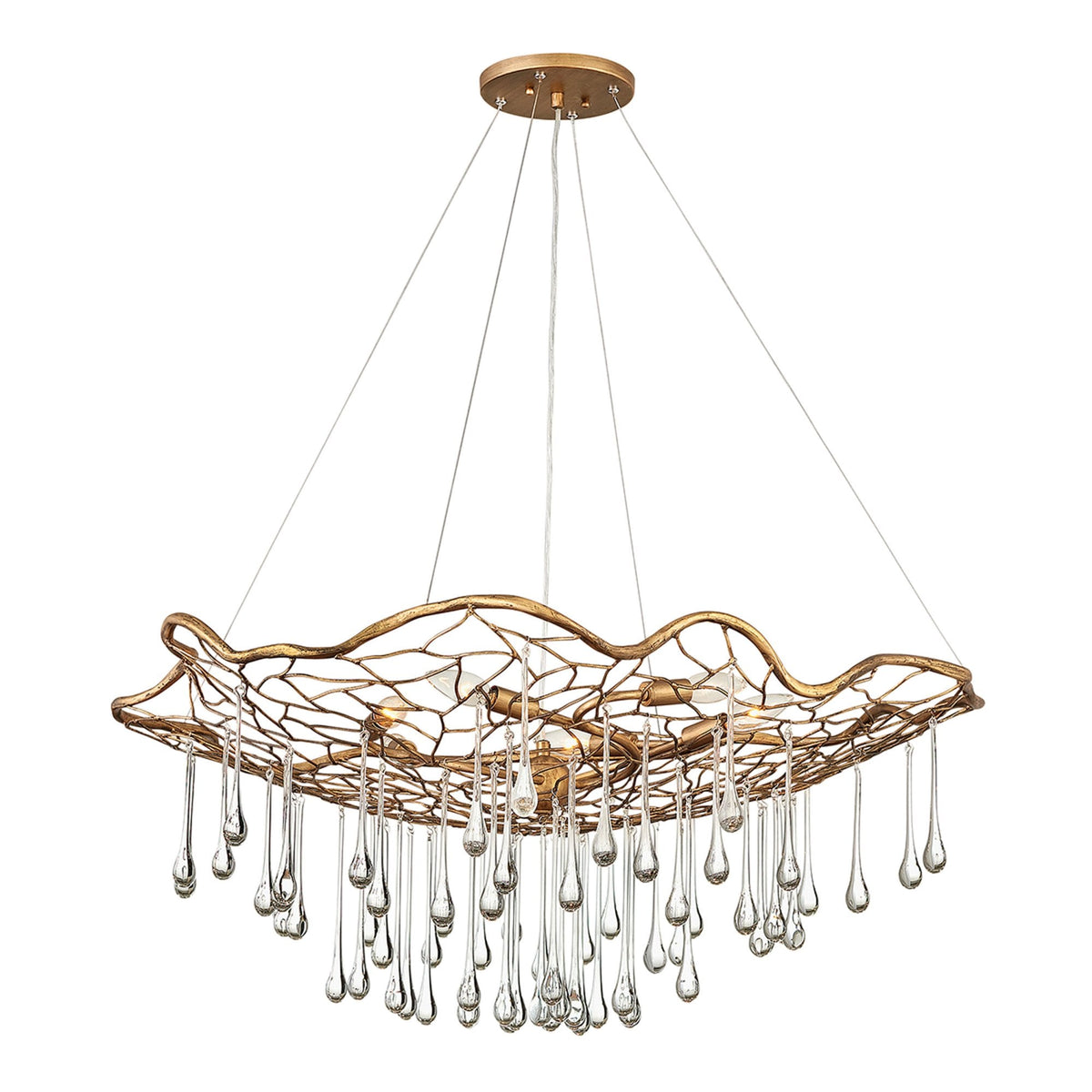 Laguna Six Light Round Pendant in Burnished Gold