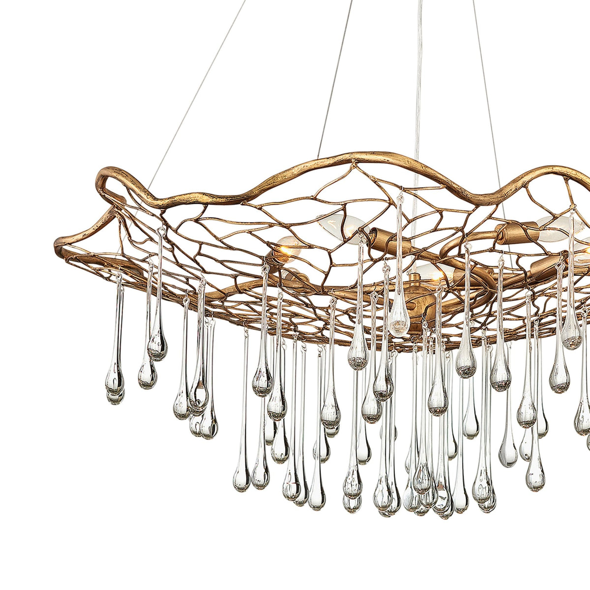 Laguna Six Light Round Pendant in Burnished Gold