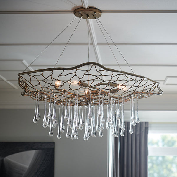 Laguna Six Light Round Pendant in Burnished Gold