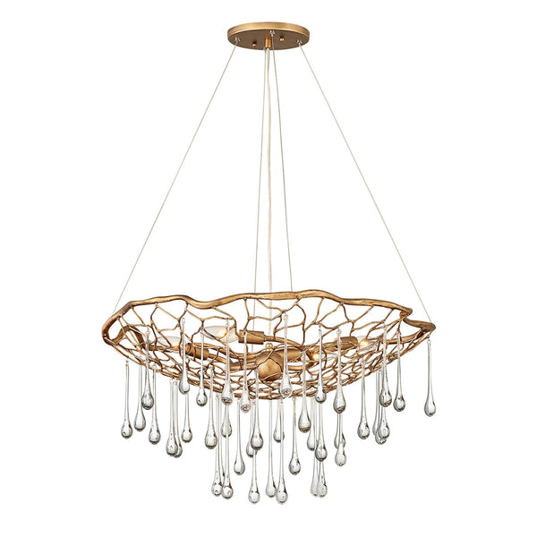 Laguna Four Light Round Pendant in Burnished Gold