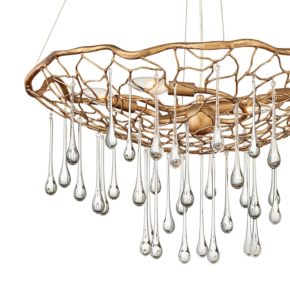 Laguna Four Light Round Pendant in Burnished Gold
