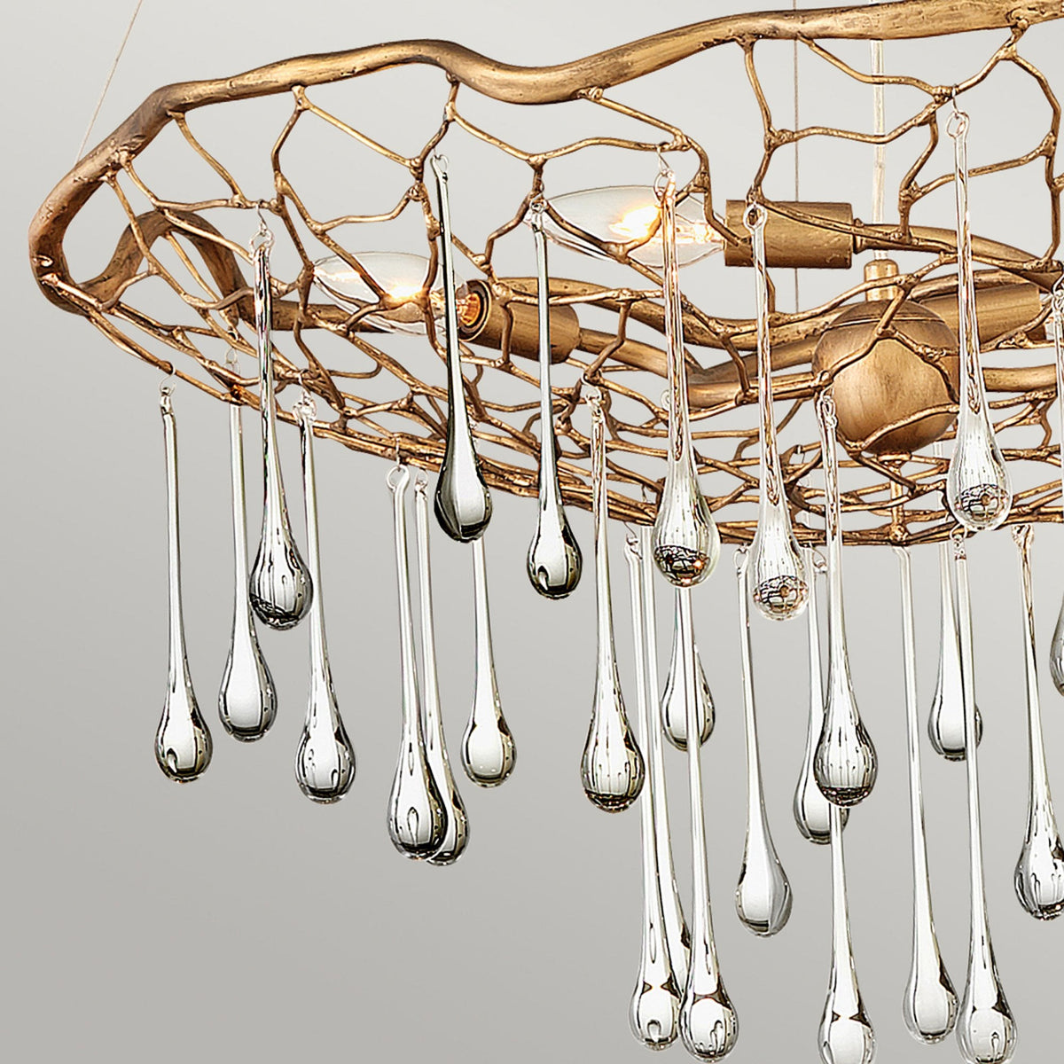 Laguna Four Light Round Pendant in Burnished Gold