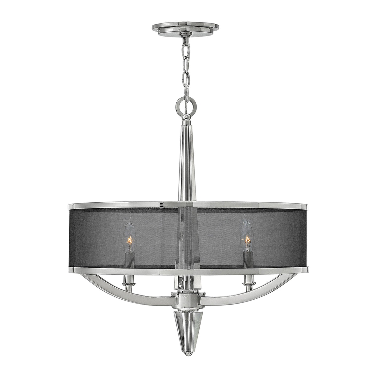 Ascher Three Light Pendant in Polished Nickel