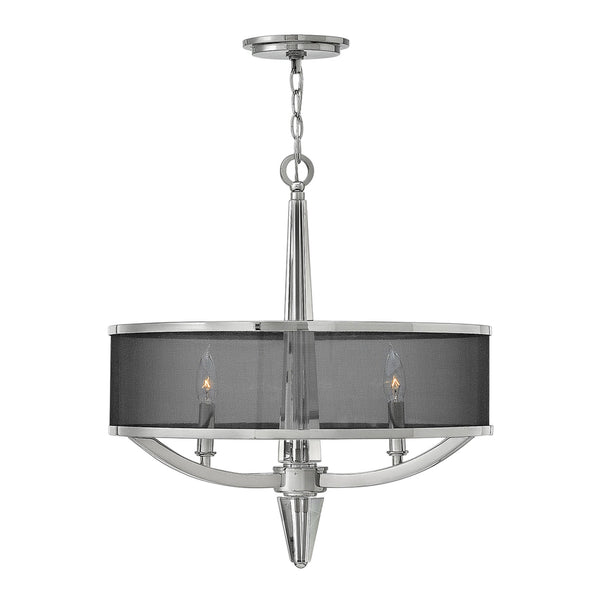 Ascher Three Light Pendant in Polished Nickel