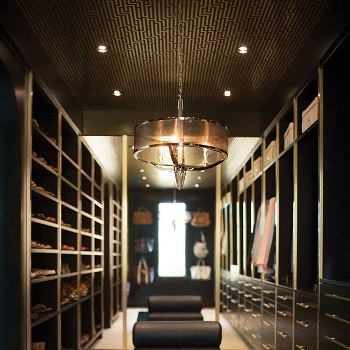 Ascher Three Light Pendant in Polished Nickel