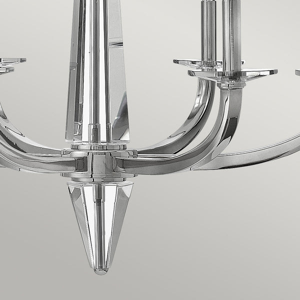 Ascher Six Light Chandelier in Polished Nickel