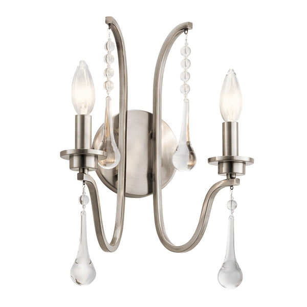 Karlee Twin Arm Wall Light in Classic Pewter