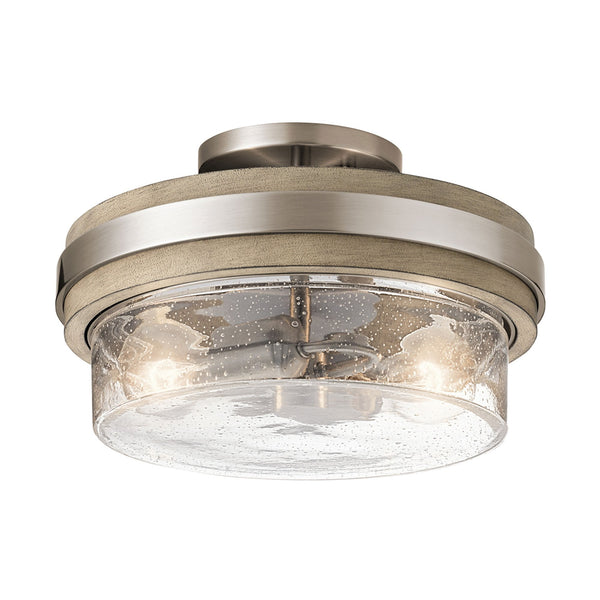 Grand Bank Two Light Semi-Flush Mount Ceiling Light in Distressed Antique Grey