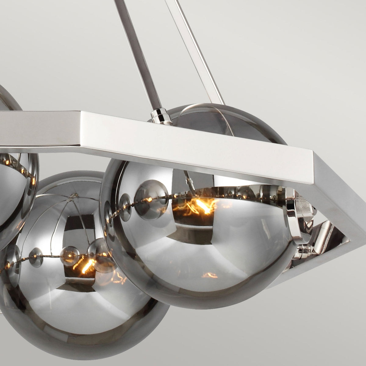 Harper Five Light Chandelier in Polished Nickel & Smoked Glass