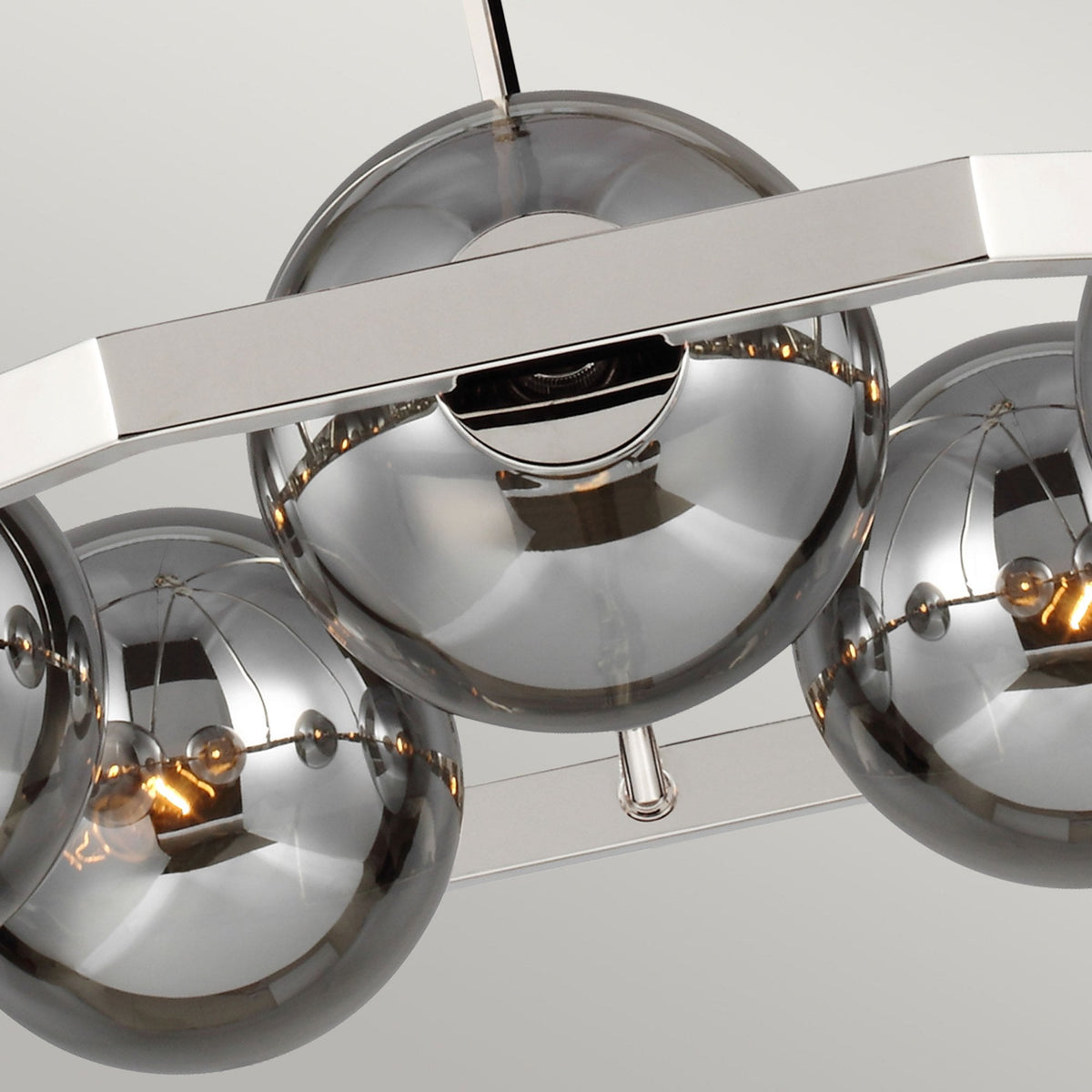 Harper Five Light Chandelier in Polished Nickel & Smoked Glass