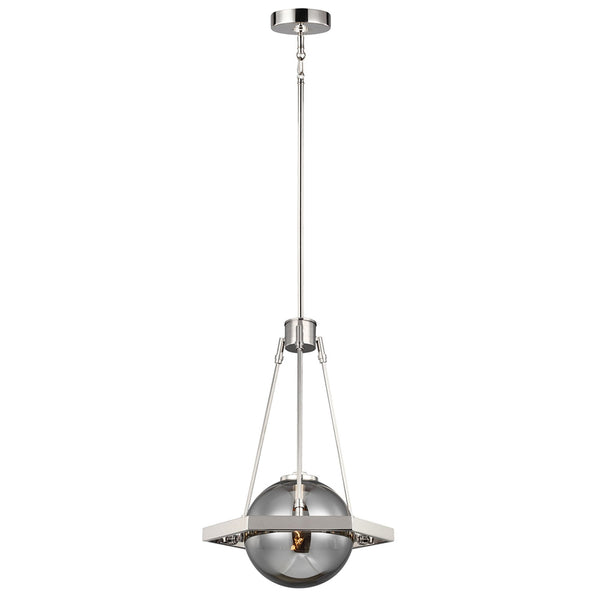 Harper Single Pendant in Polished Nickel & Smoked Glass