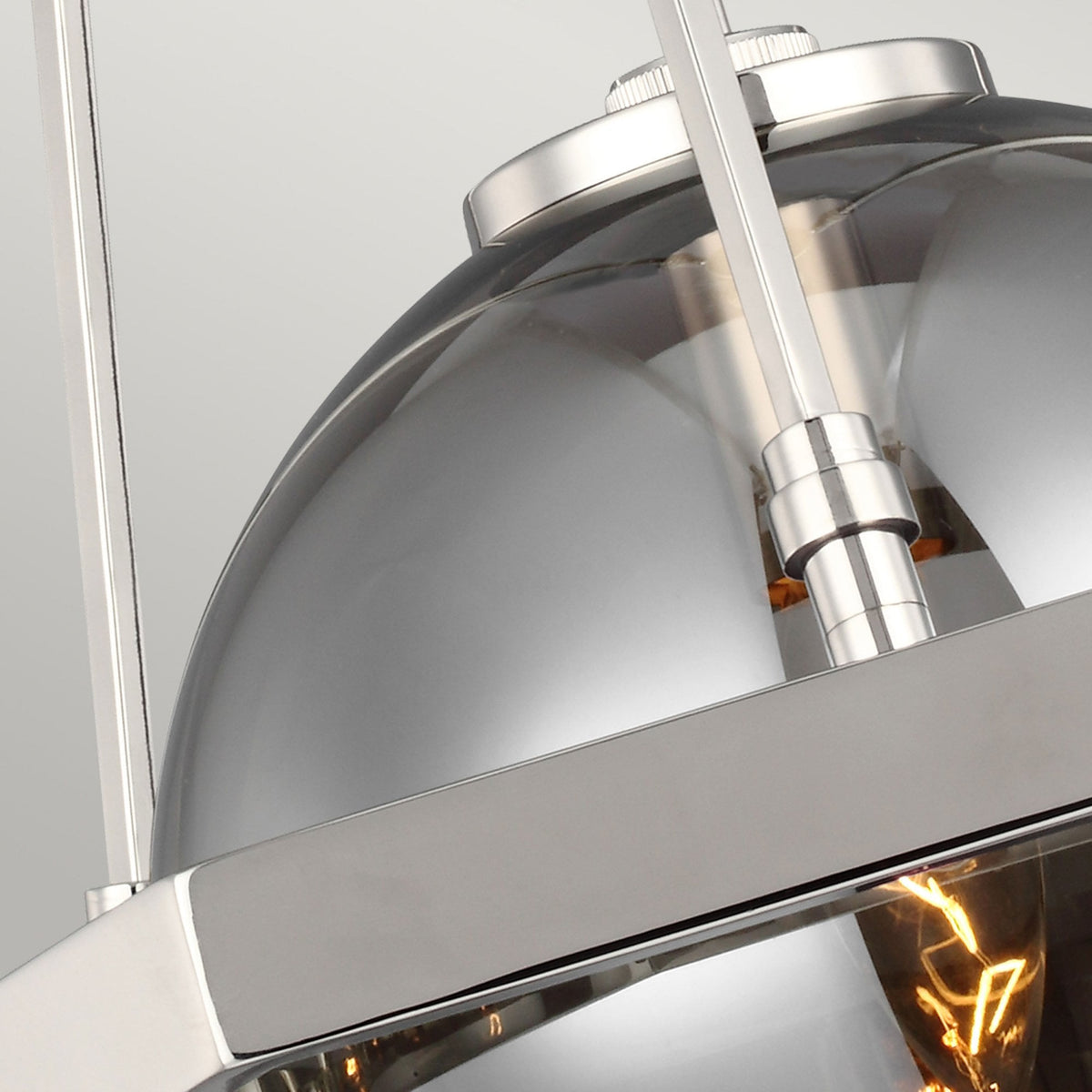 Harper Single Pendant in Polished Nickel & Smoked Glass