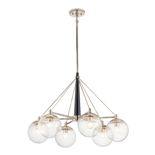 Marilyn Six Light Chandelier in Polished Nickel & Matt Black